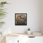 "Serene Mosaic Cat", Framed Mosaic Cat Art Print — Colorful Modern Wall Canvas