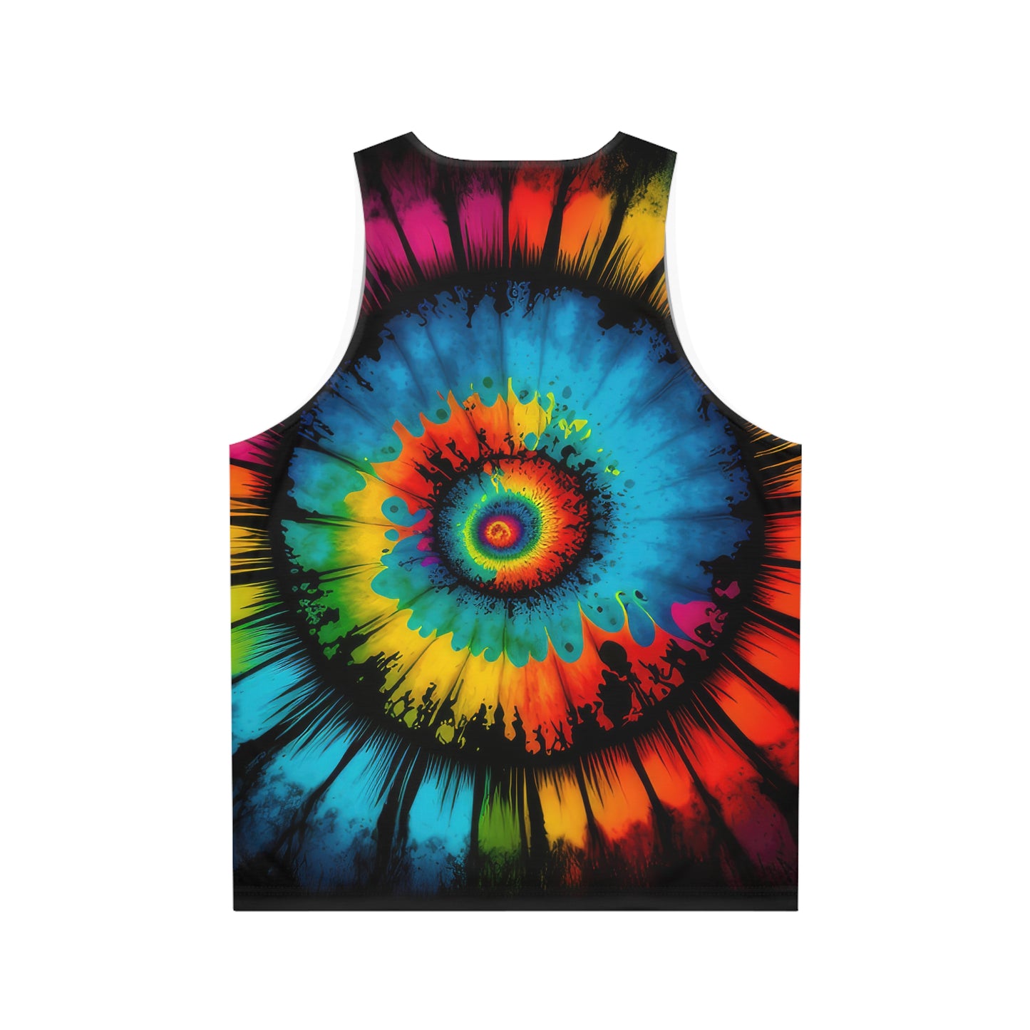 Bold And Beautiful Tie Dye Cat In Front , Beautiful Tie Dye Back Unisex Tank Top (AOP)