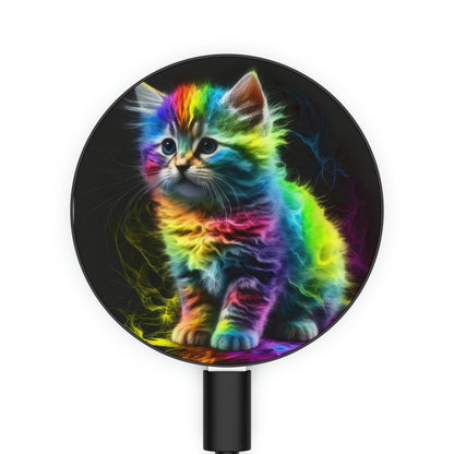 Bold And Beautiful Tie Dye Sassy Furry Kitten 1 Magnetic Induction Charger