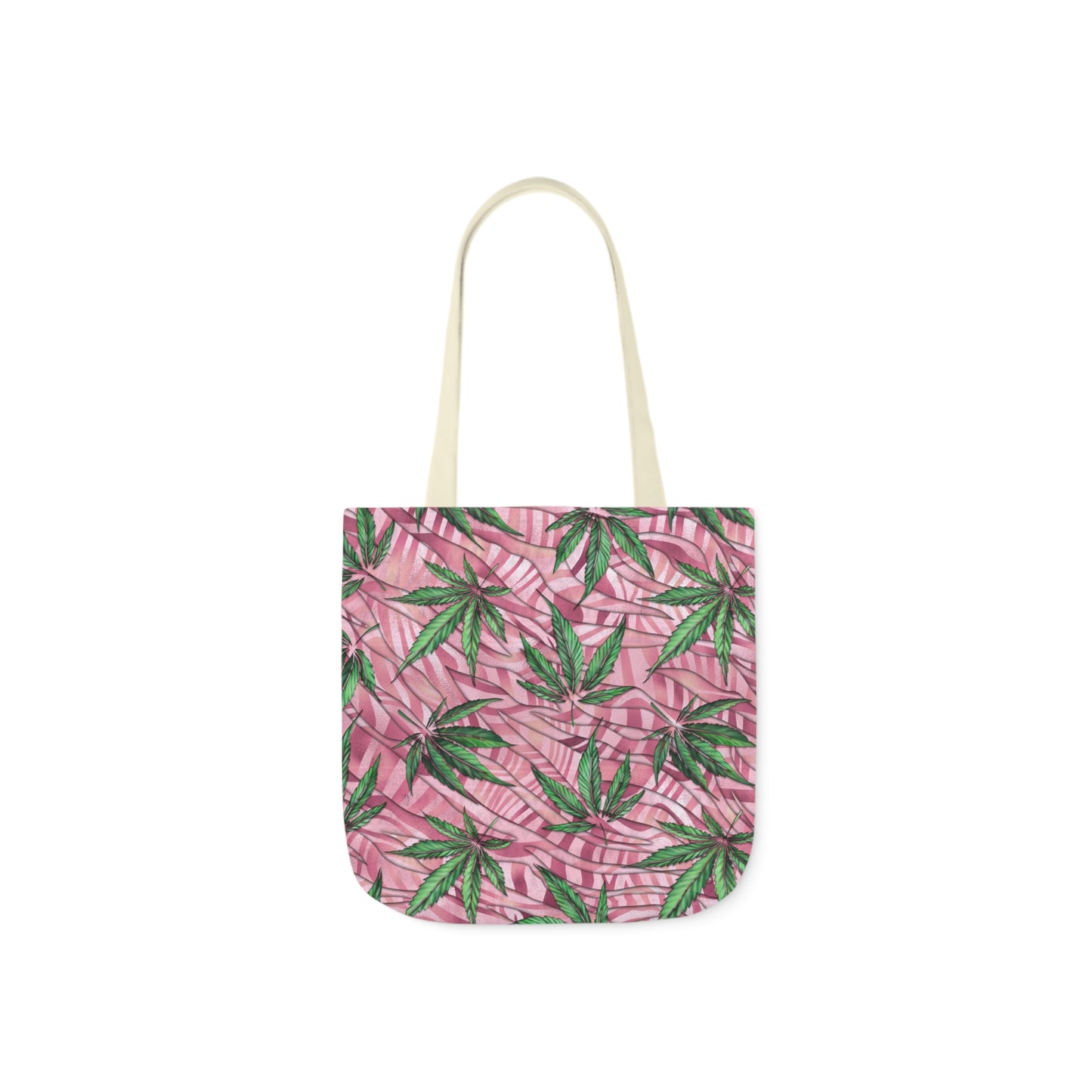 Beautifully Pink And Green Gorgeous Designed Marijuana 420 Weed Leaf Polyester Canvas Tote Bag (AOP)