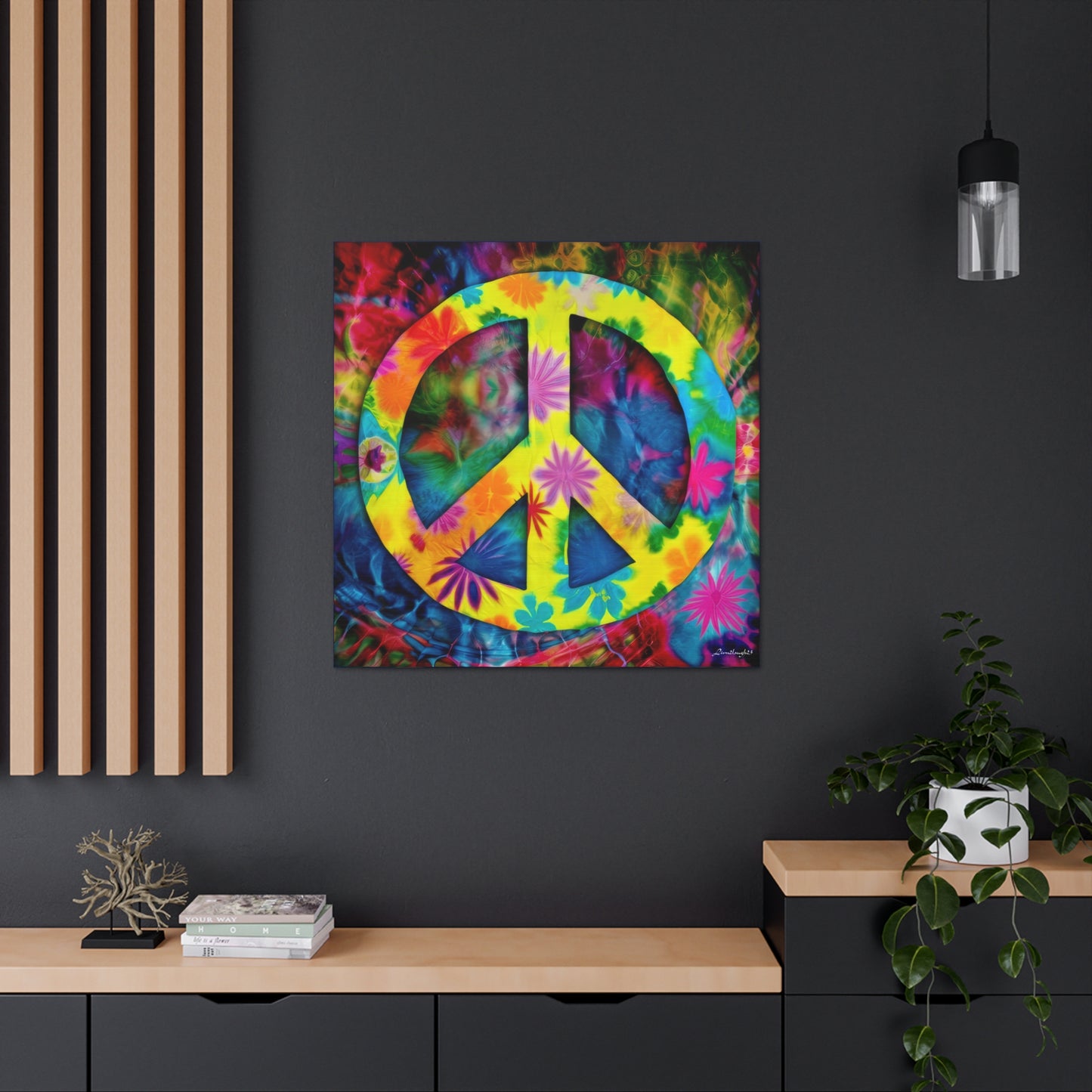 Coolio Tie Dye Hippie Peace Sign 3 Canvas Gallery Wraps