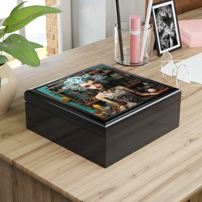 Love My Giszmos Blue Hair Black Background Jewelry Box