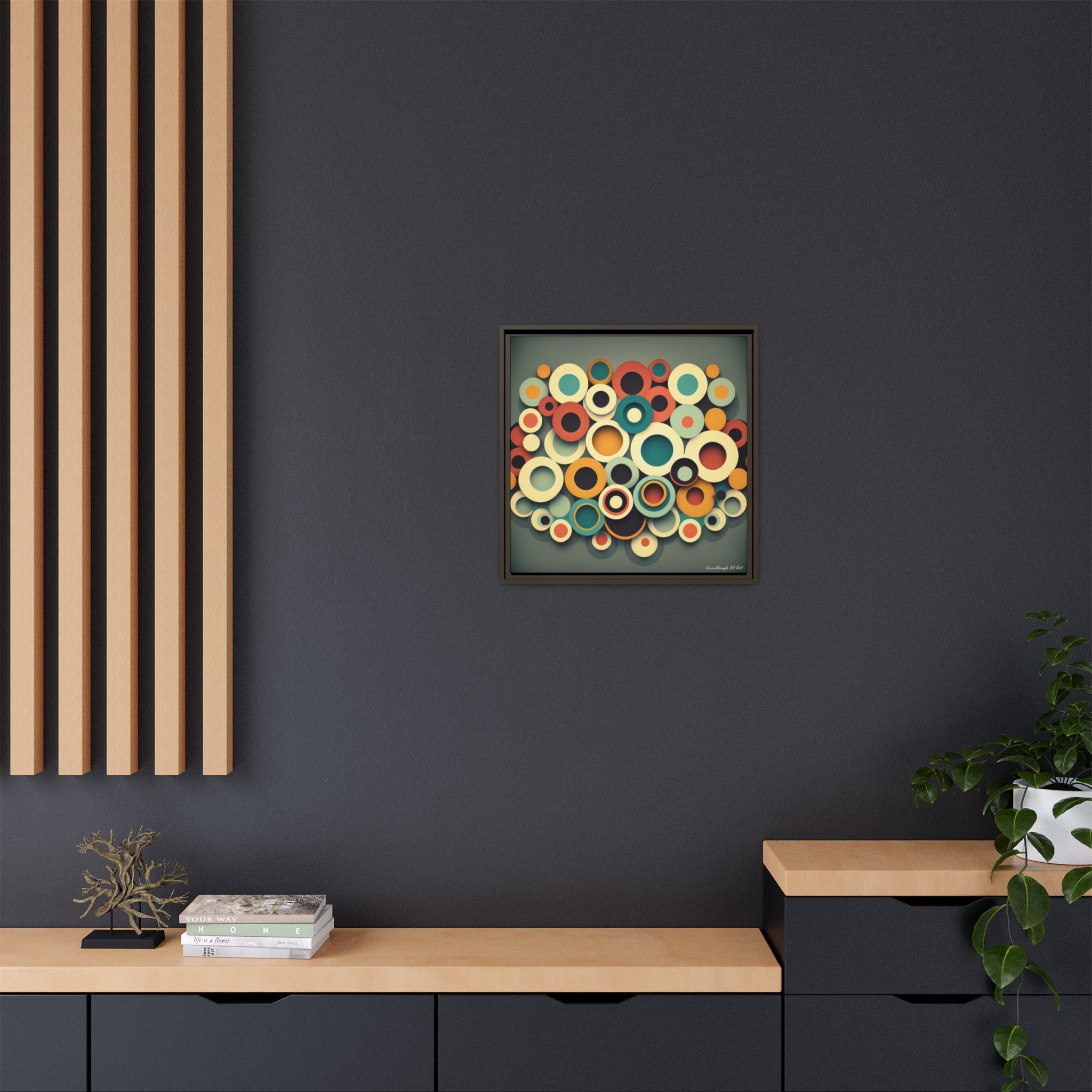 Gathered Circles, Matte Canvas, Framed (Multi-color)