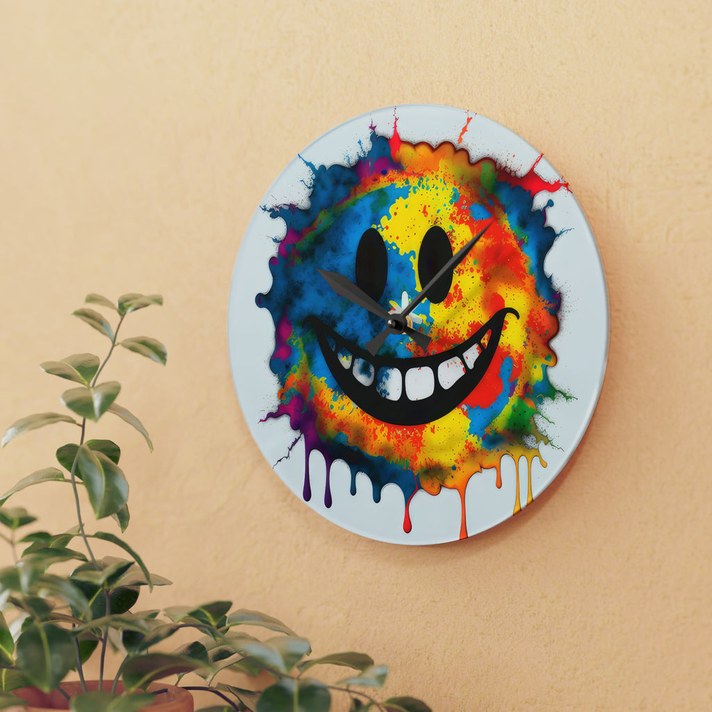 Happy Tie Dye Face Style 3 Wall Clock
