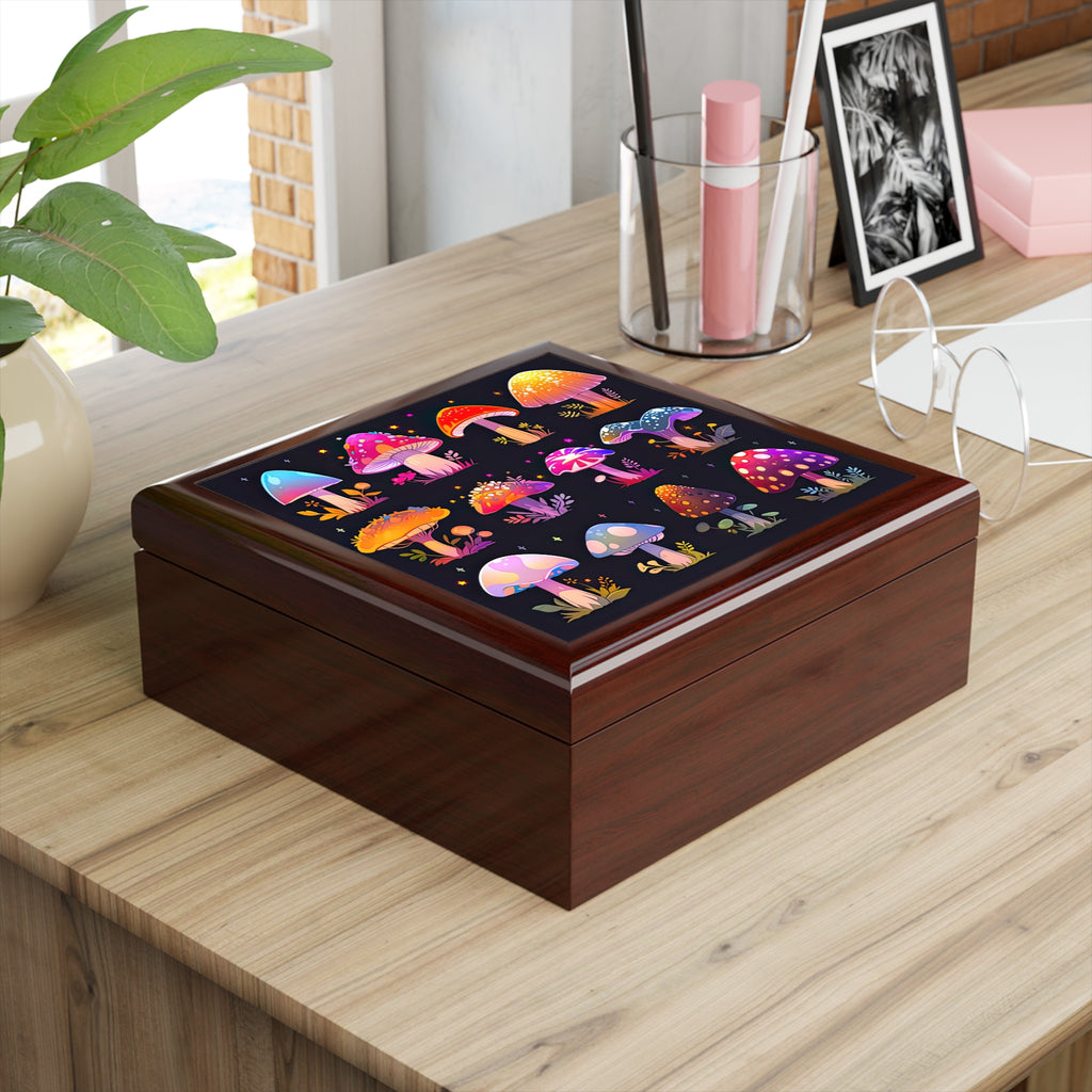 Gorgeous Colorful Mushrooms Jewelry Box