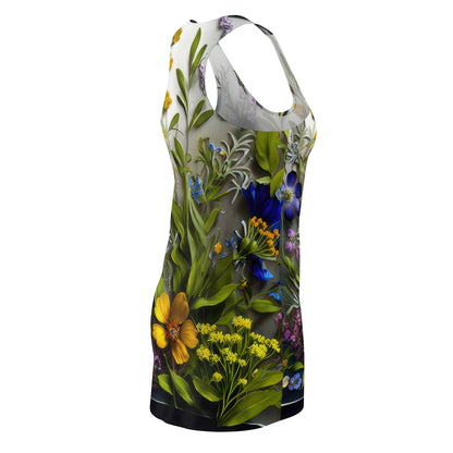 Bold & Beautiful & Metallic Wildflowers, Gorgeous floral Design, Style 4 Women's Cut & Sew Racerback Dress (AOP)