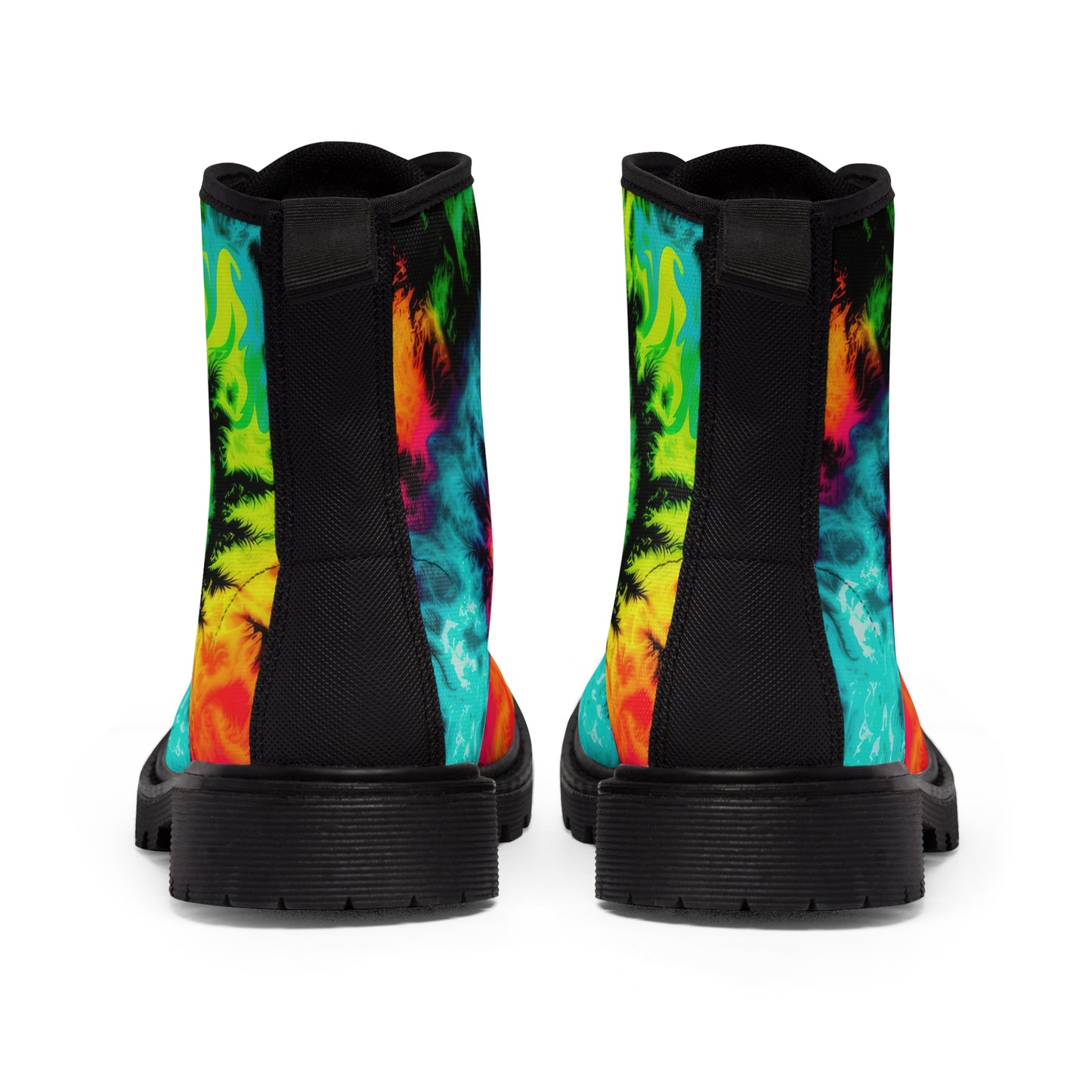 Bold And Beautiful Tie Dye Style Three Men's Canvas Boots