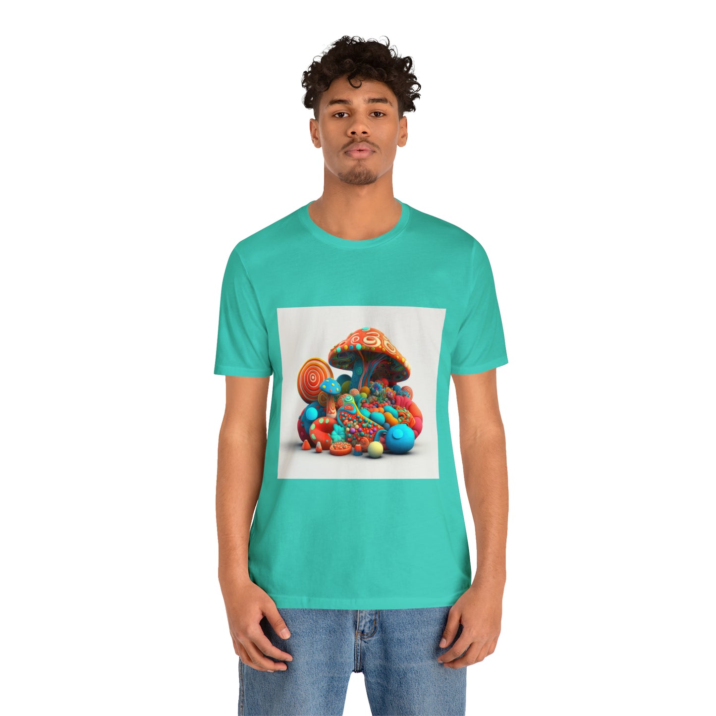 Hippie Mushroom Color Candy Style Design Style 1Unisex Jersey Short Sleeve Tee