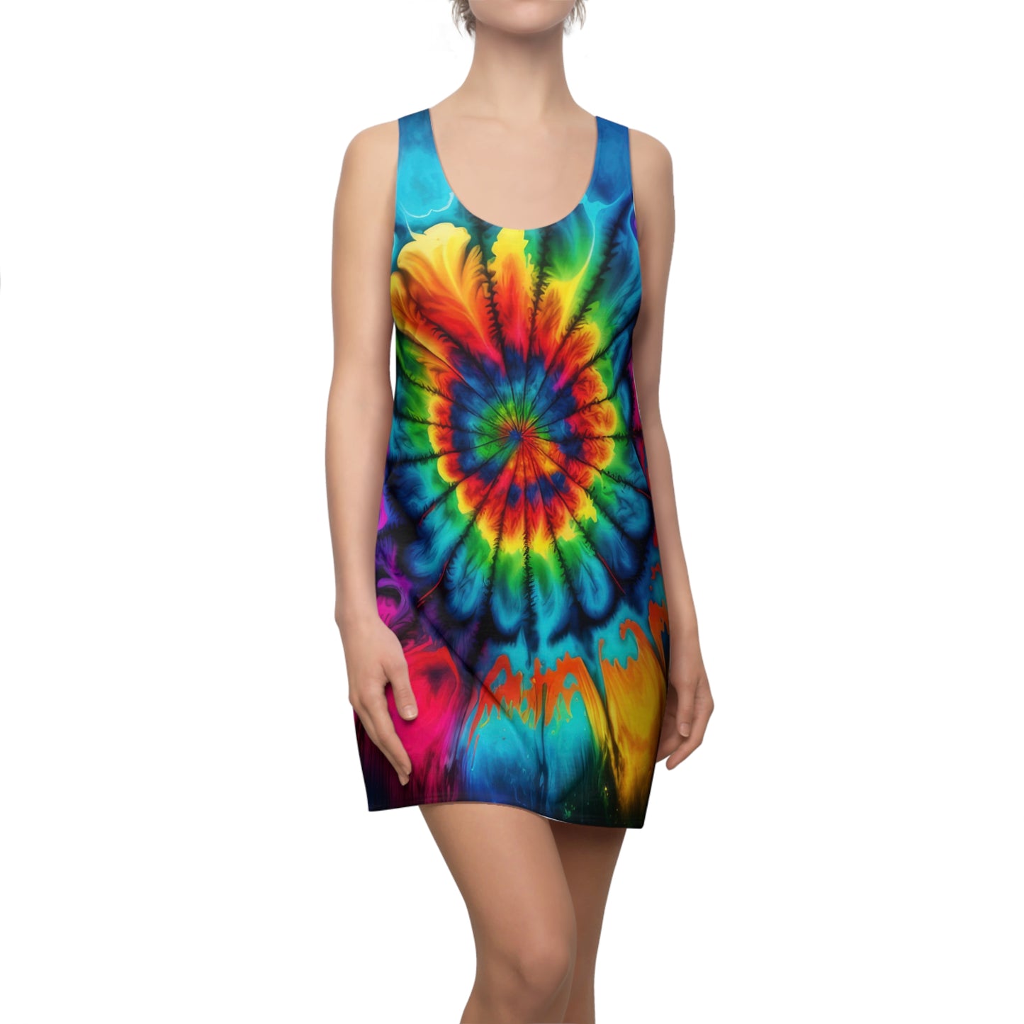 Bold And Beautiful Tie Dye Style Two Women's Cut & Sew Racerback Dress (AOP)