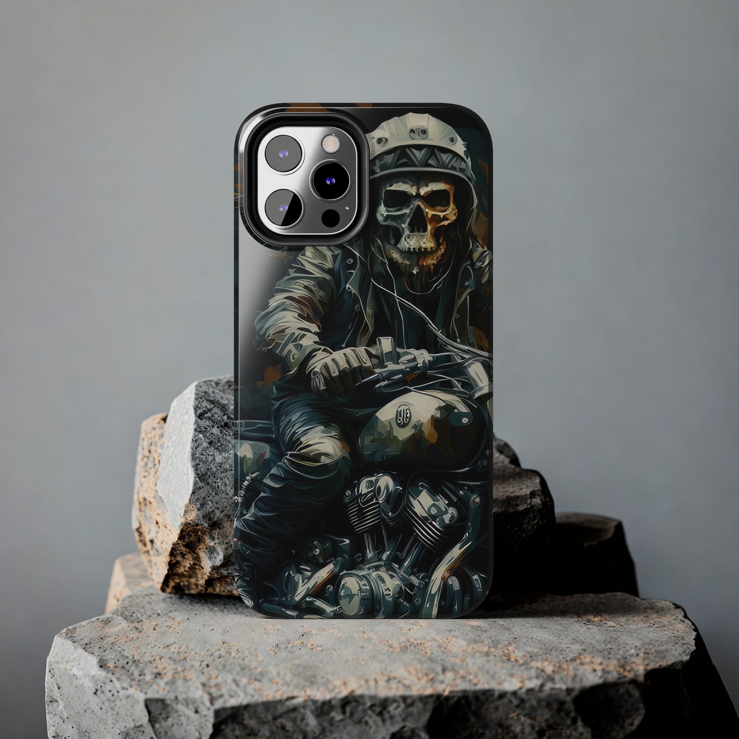 Skull Motorcycle Rider, Ready to Tear Up Road On Beautiful Bike Tough Phone Cases