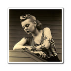 Retro Tattooed Pinup Blue, Red And White Star Magnet Style Thirteen