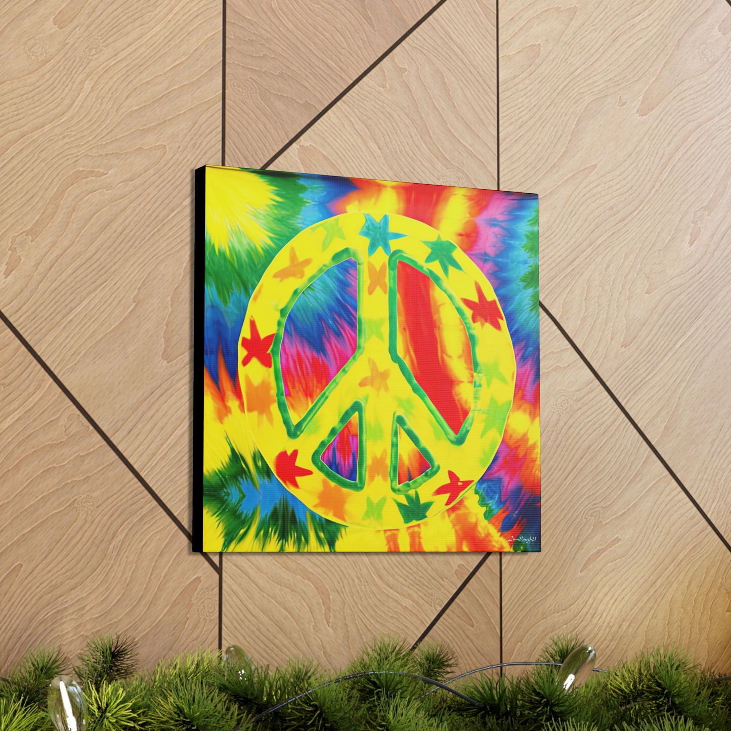 Coolio Tie Dye Hippie Peace Sign And Stars 8 Canvas Gallery Wraps