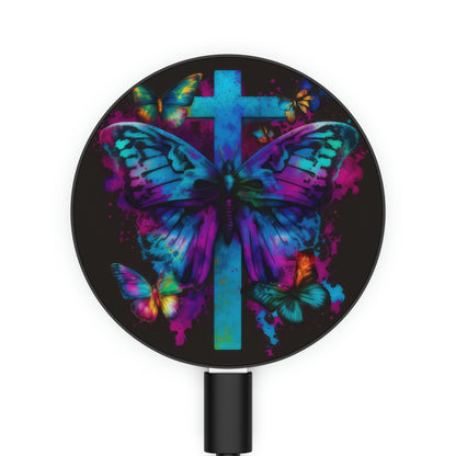 Bold And Beautiful Tie Dye Butterflies And Cross Style 6 Magnetic Induction Charger