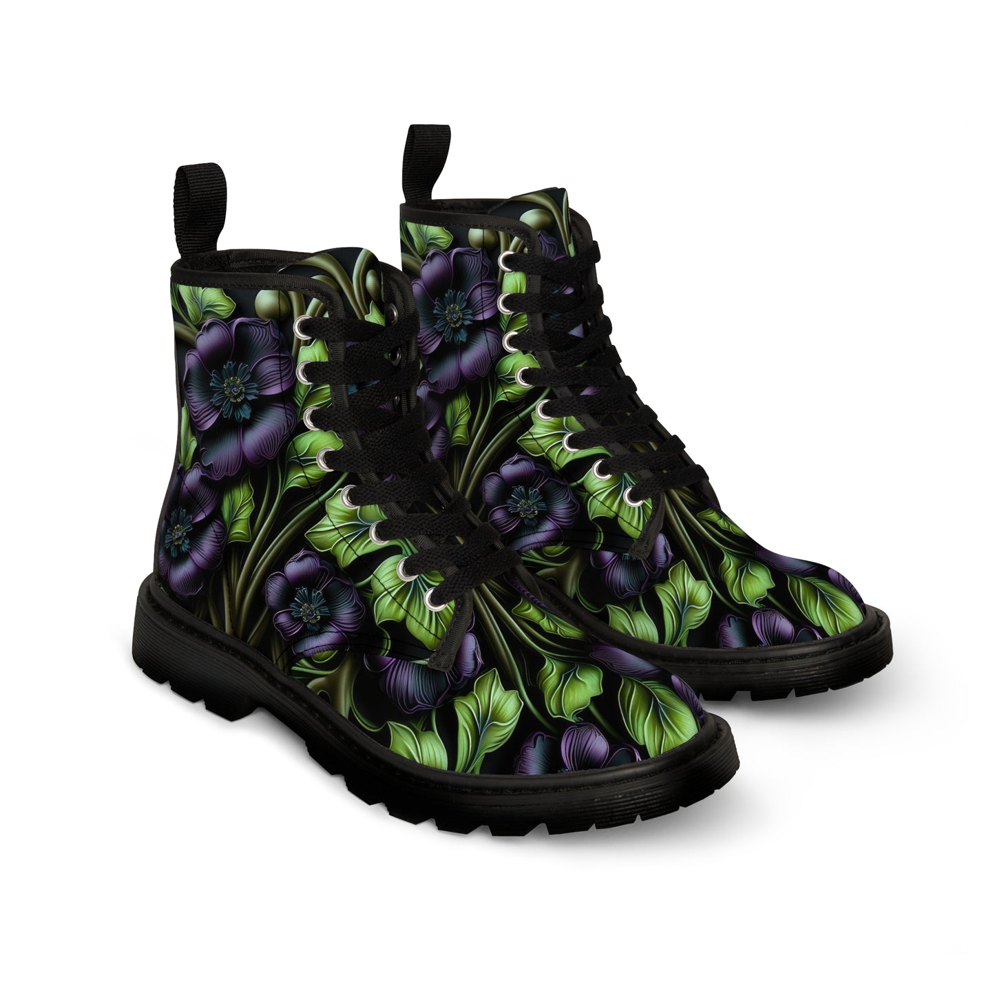 Gothic Bold & Beautiful flower floral Style 4 Men's Canvas Boots