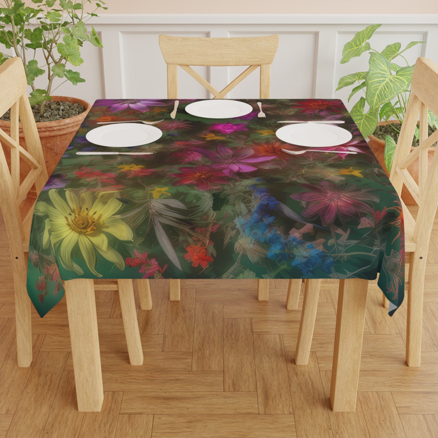 Bold & Beautiful & Metallic Wildflowers, Gorgeous floral Design, Style 3 Tablecloth