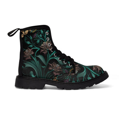 Gothic Bold & Beautiful flower floral Style 2 Men's Canvas Boots