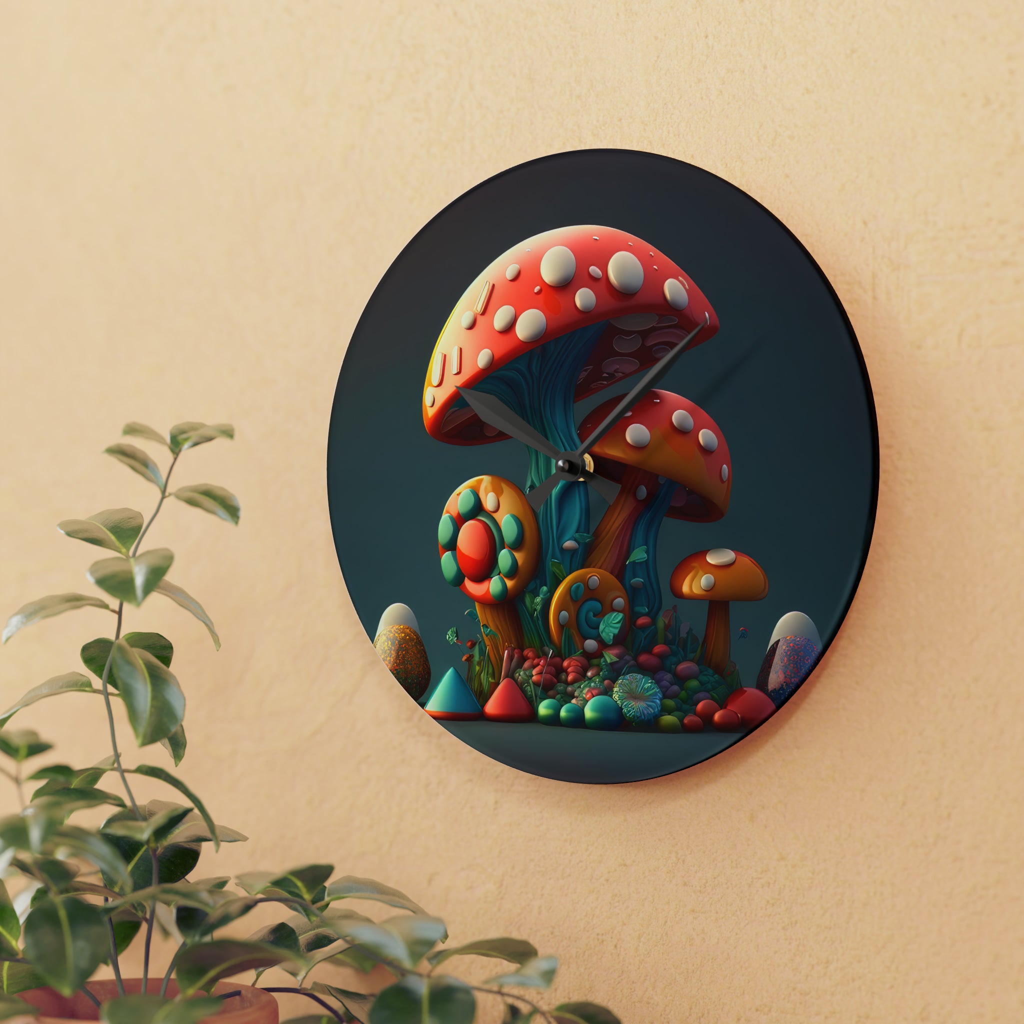 Hippie Mushroom Color Candy Style Design Style 4 Acrylic Wall Clock