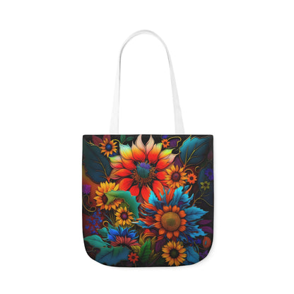 Bold And Beautiful Colorful Flowers Style Two Polyester Canvas Tote Bag (AOP)