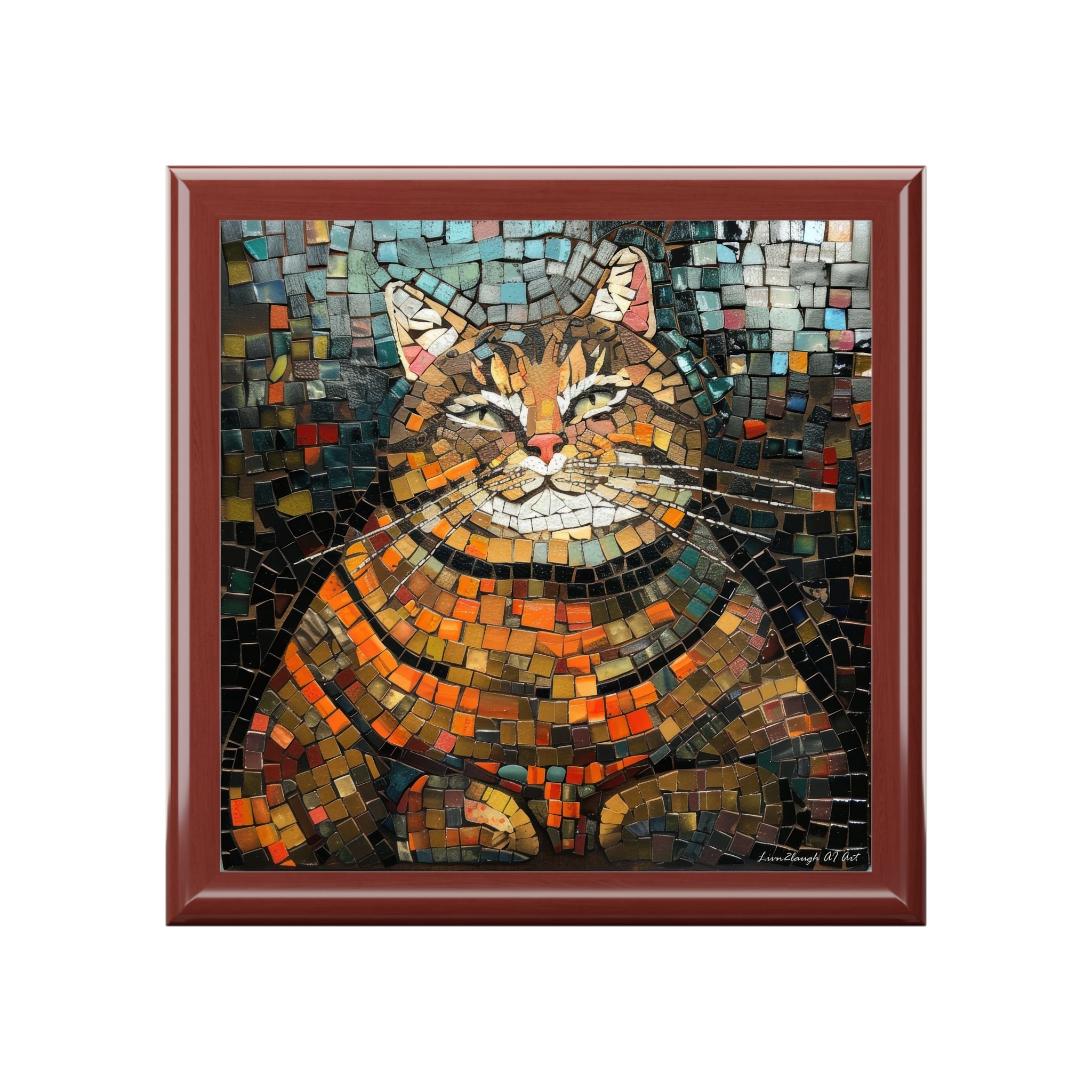 Mosaic Majesty: The Regal Cat, Jewelry- Stash- Collection Box
