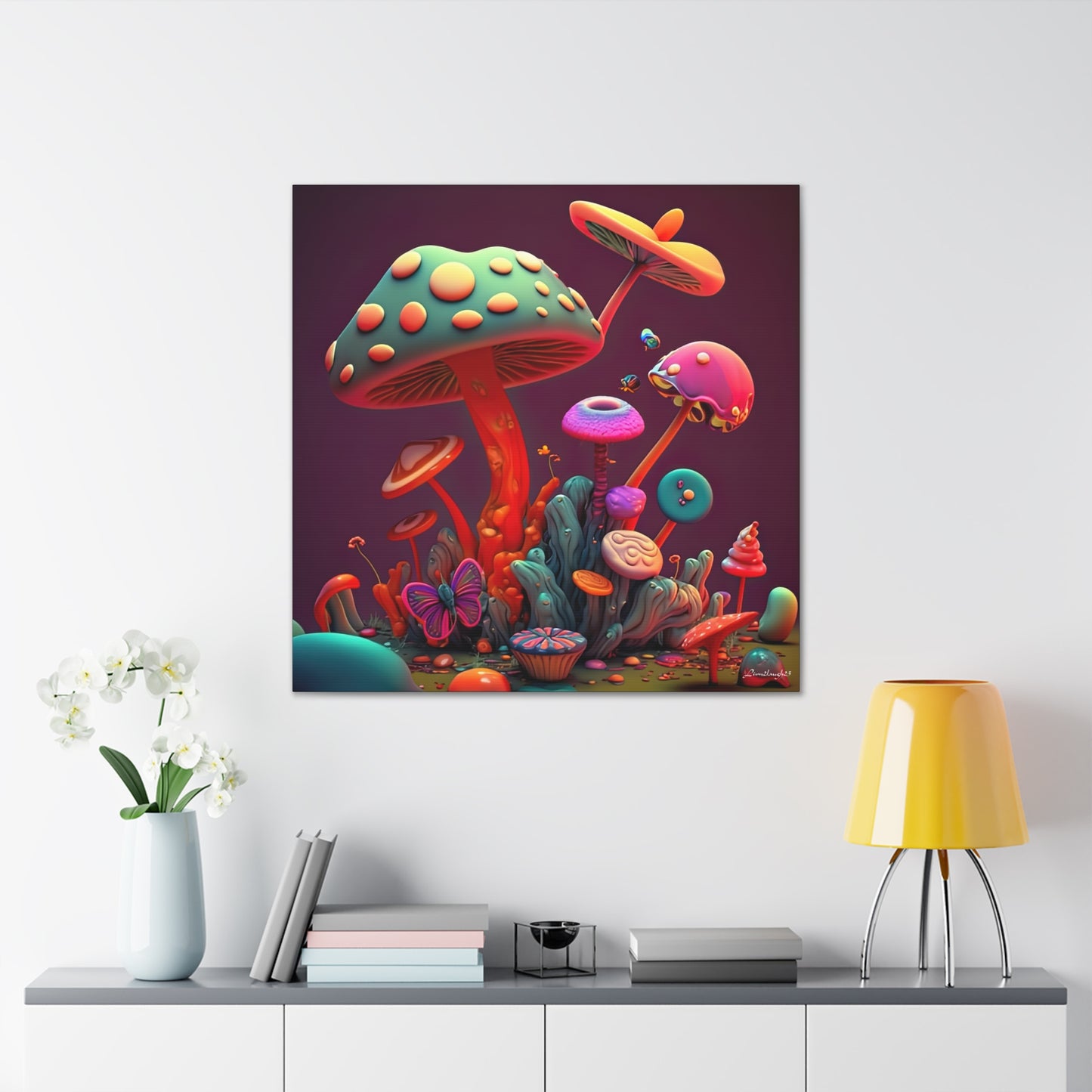 Beautiful Mushroom Luminating Colorful Bliss 2 Canvas Gallery Wraps