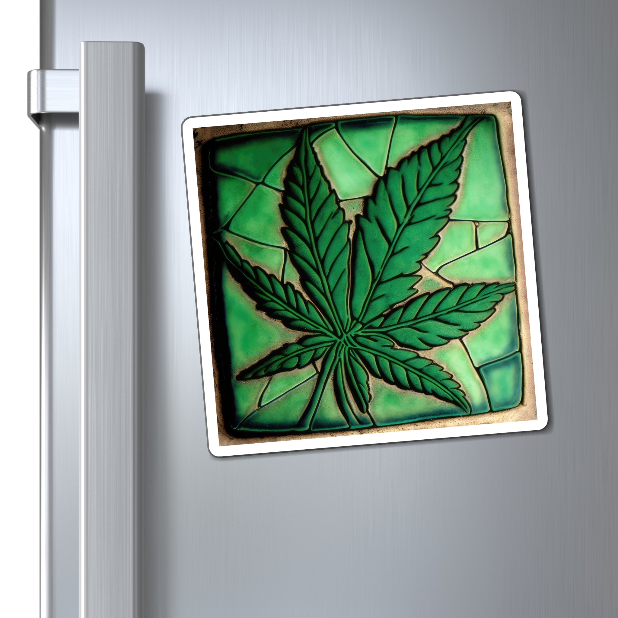 Large Beautiful Marijuana Leaf With Gorgeous Green Background Magnets