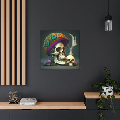 Skull With Colorful Beautifully Detailed Helmet Purple Green Orange Canvas Gallery Wraps