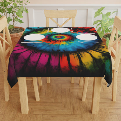 Bold And Beautiful Tie Dye Style 4 With Black Background Tablecloth