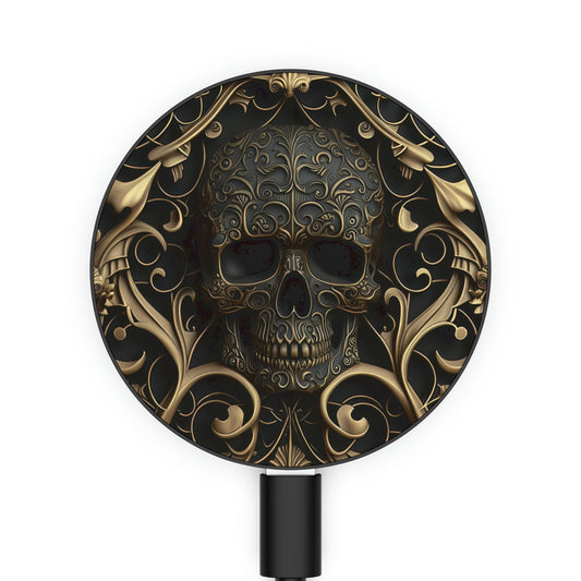 Metallic Chrome Skull And Detailed Background Style 3 Magnetic Induction Charger