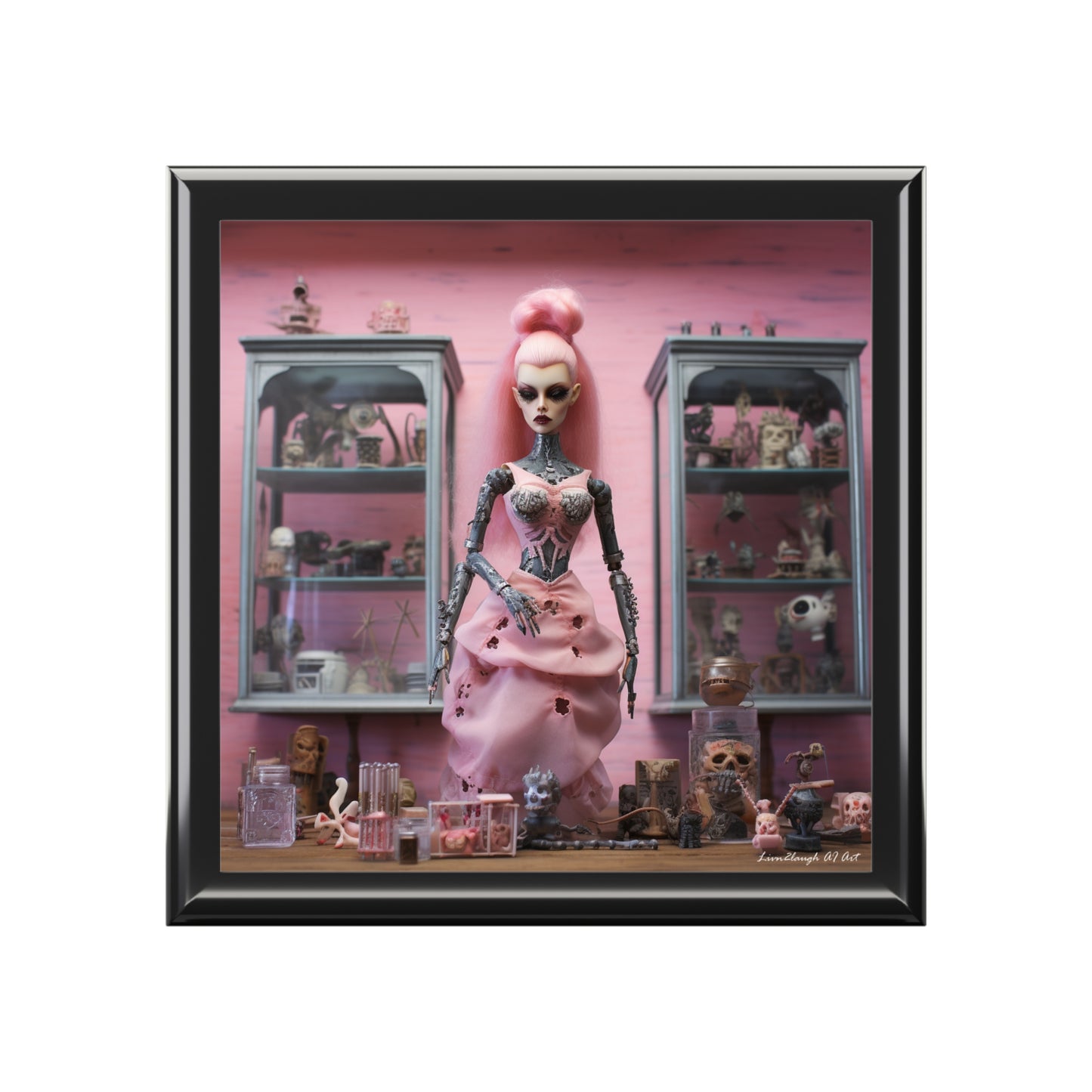 Gothic Grunge Shop, Pink Background, Black or Brown Jewelry Box