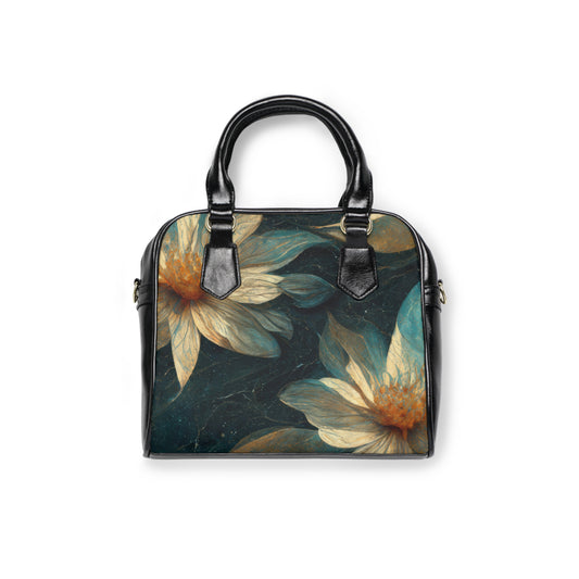Bold And Beautiful White, Grey And Blue Floral Style 3 Shoulder Handbag