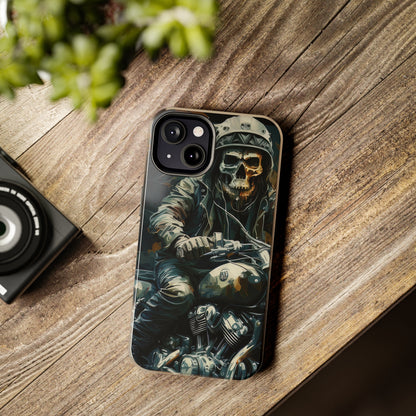 Skull Motorcycle Rider, Ready to Tear Up Road On Beautiful Bike Tough Phone Cases