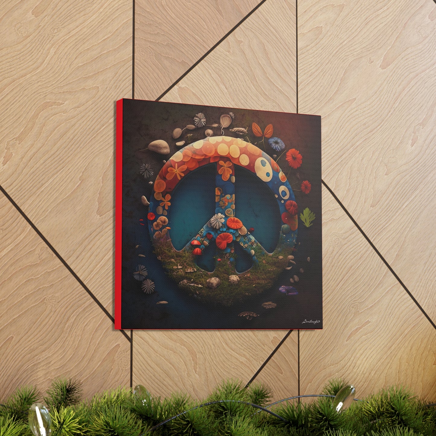 Beautiful Forest Round Peace Sign Canvas Gallery Wraps