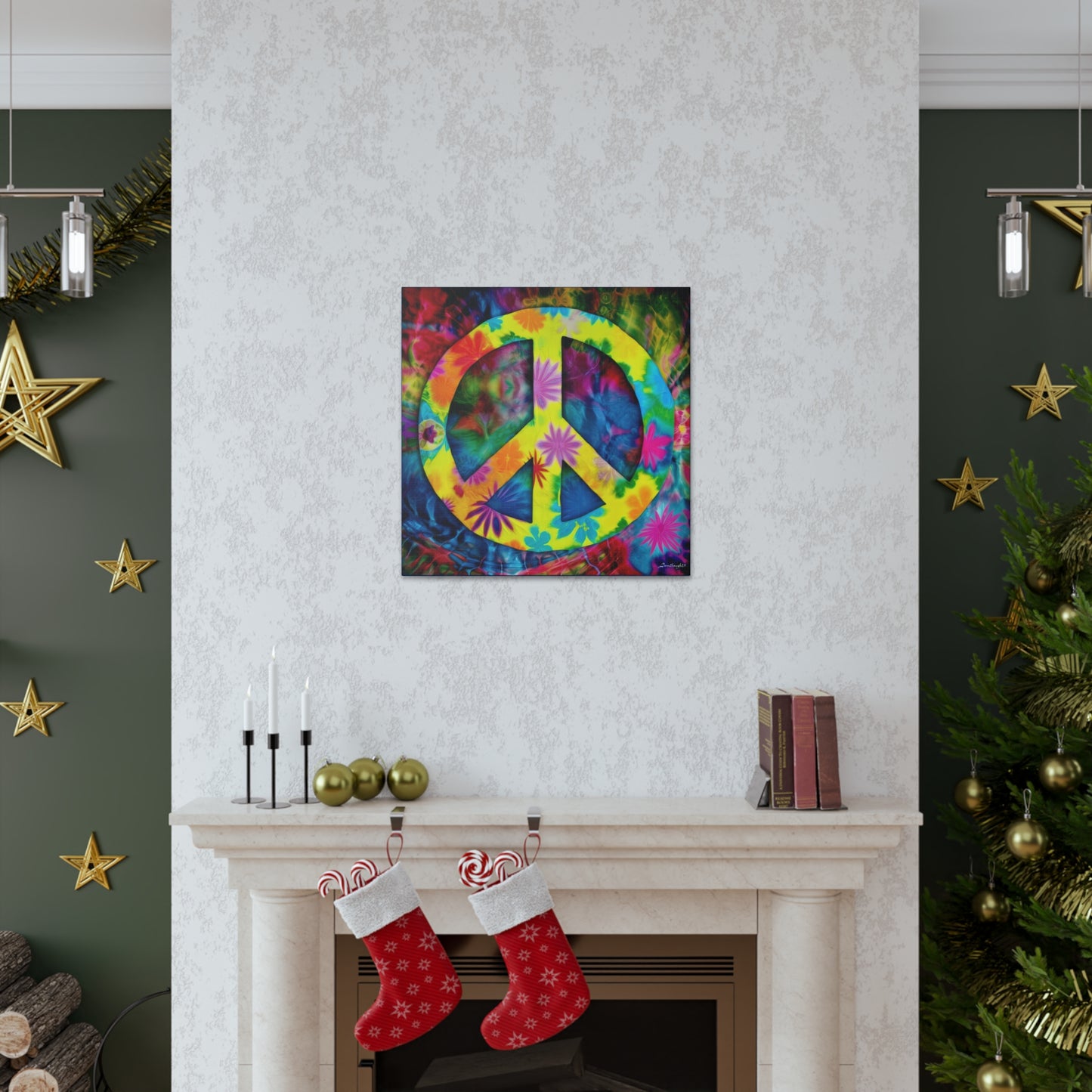 Coolio Tie Dye Hippie Peace Sign 3 Canvas Gallery Wraps