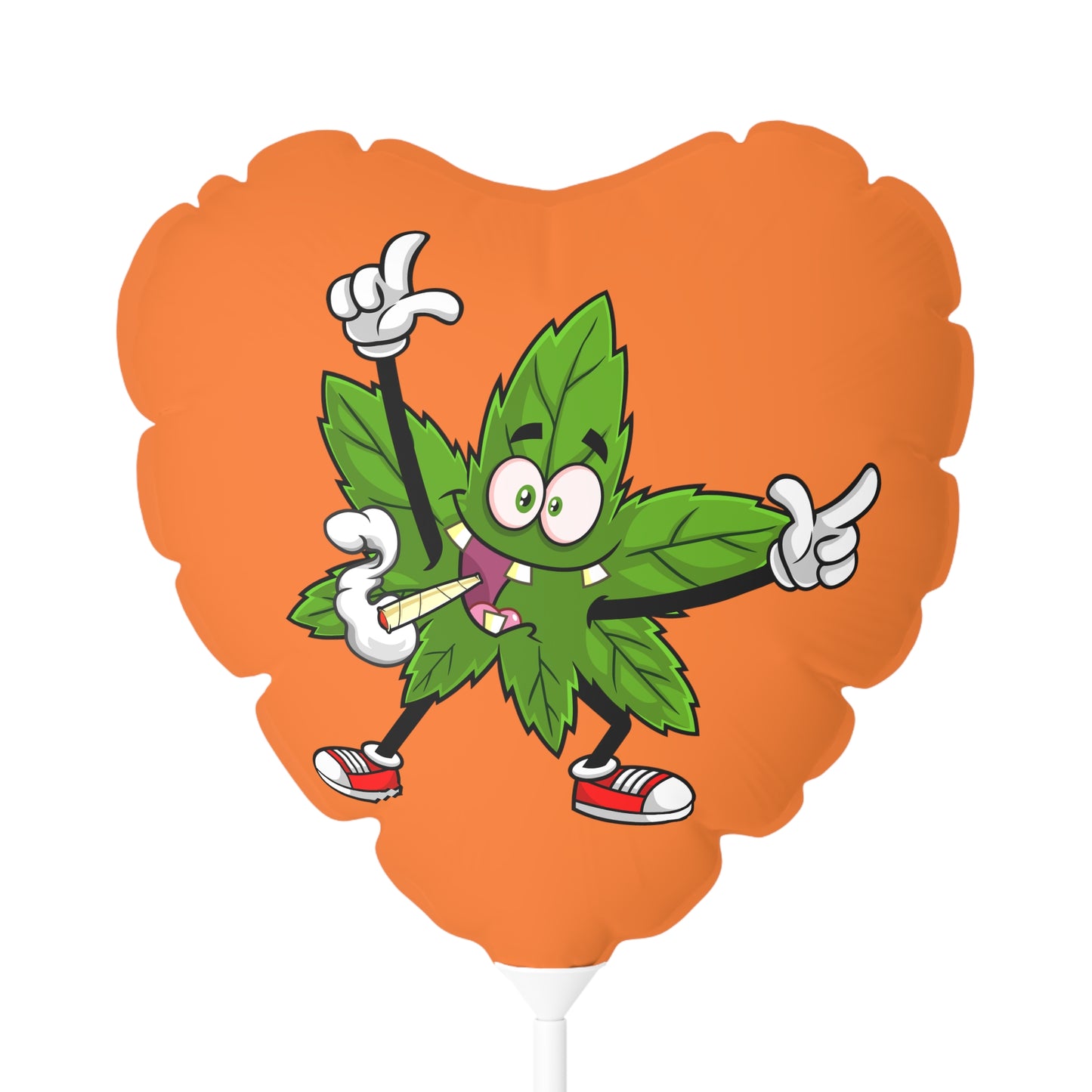 Marijuana Reggae Pot Leaf Man Smoking A Joint With Red Sneakers Style 3, Orange Balloon (Round and Heart-shaped), 11"