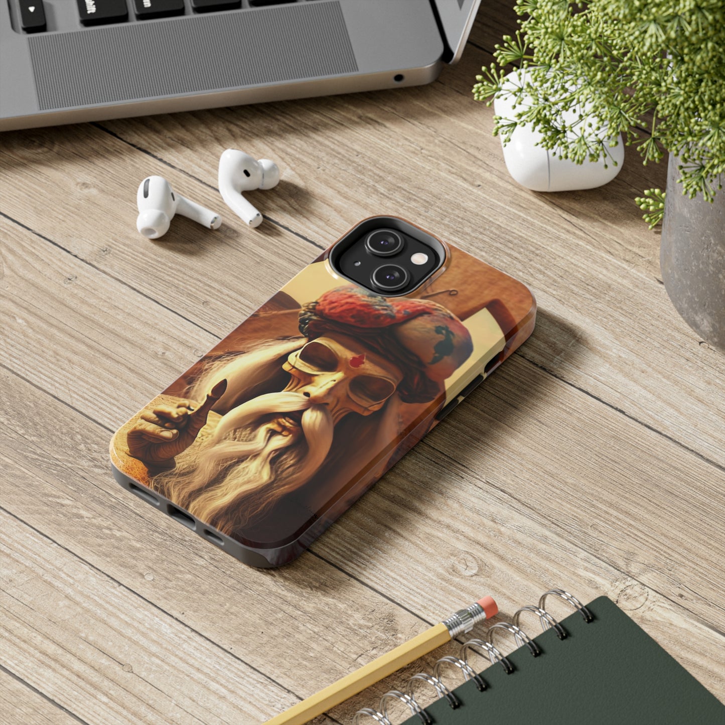 Wise Man In Dessert With Beard And Peace Sign Tough Phone Cases