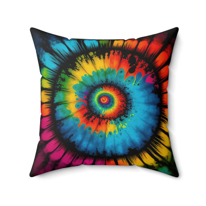 Bold And Beautiful Tie Dye Style Four Spun Polyester Square Pillow