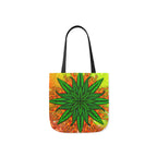 Beautifully Designed Orange, Yellow And Green Marijuana Leave Polyester Canvas Tote Bag (AOP)