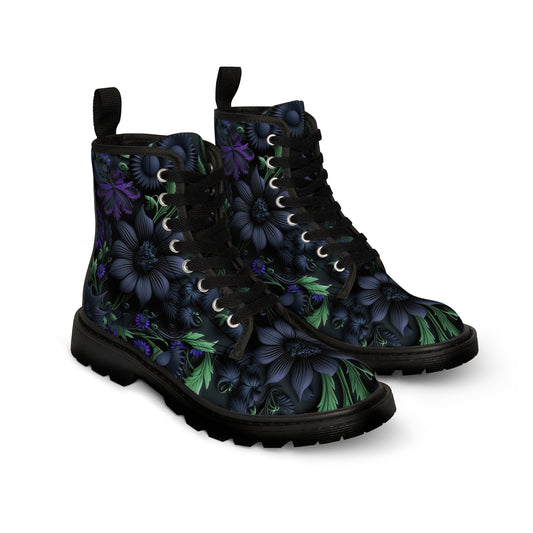 Gothic Bold & Beautiful flower floral Style 1 Men's Canvas Boots