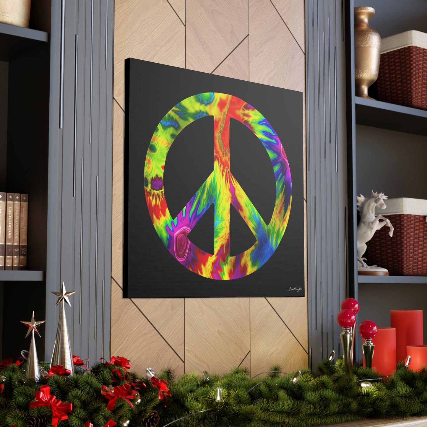 Coolio Tie Dye Hippie Peace Sign 6 Canvas Gallery Wraps