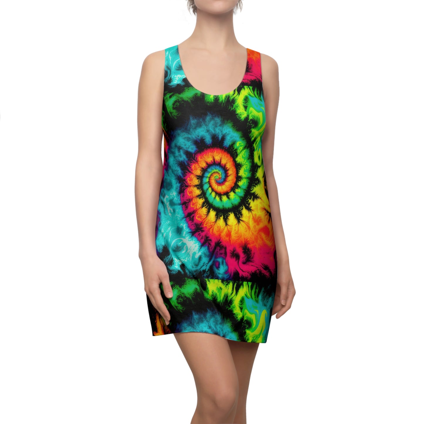 Bold And Beautiful Tie Dye Style Three D, Women's Cut & Sew Racerback Dress (AOP)