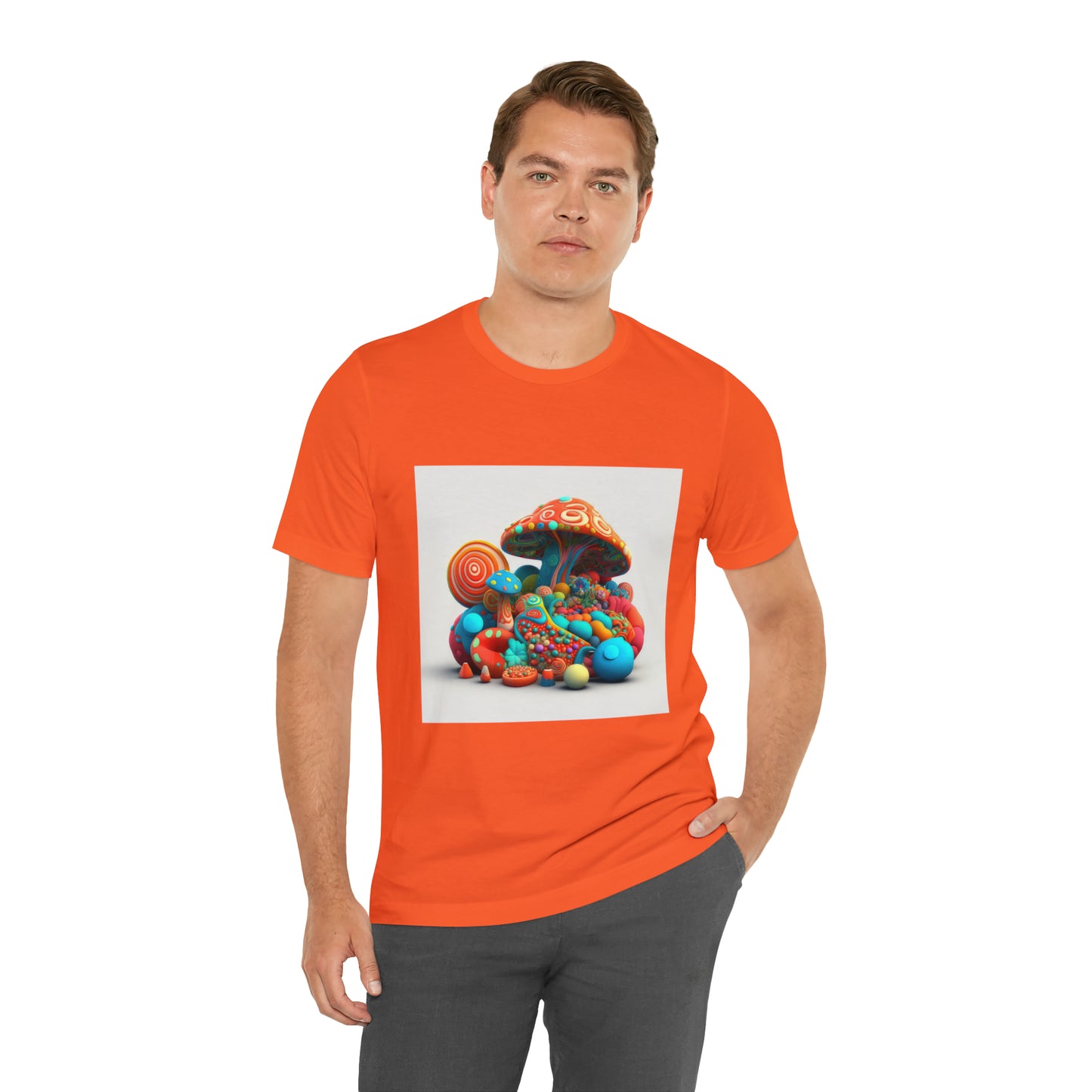 Hippie Mushroom Color Candy Style Design Style 1Unisex Jersey Short Sleeve Tee