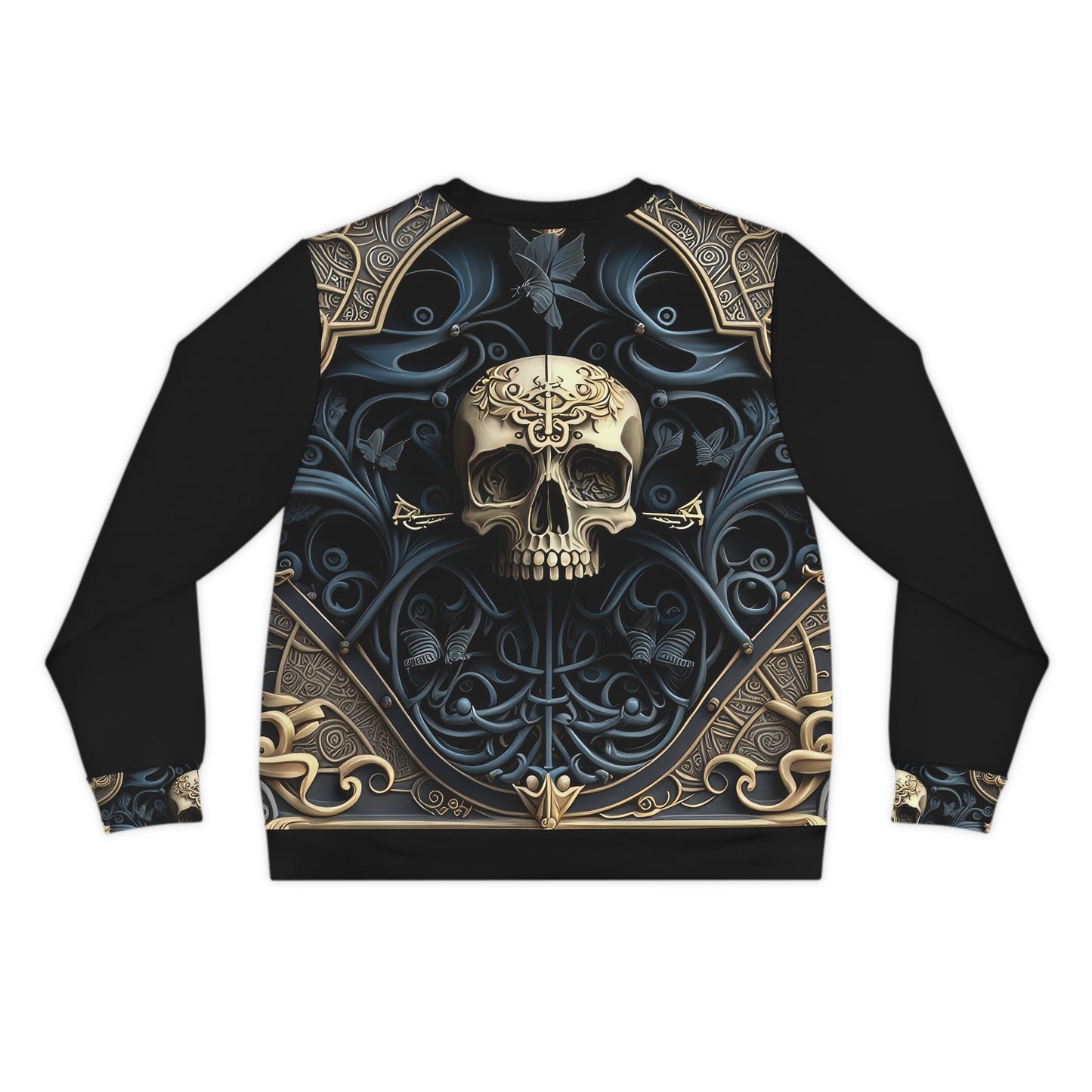 Metallic Chrome Skull and classic Designed Background Style 5 Lightweight Sweatshirt (AOP)