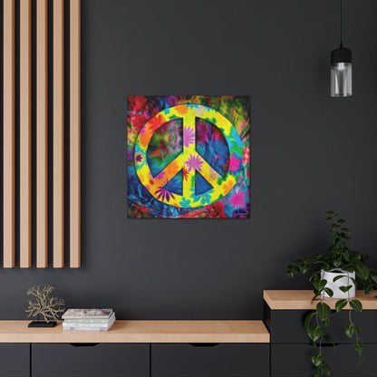 Coolio Tie Dye Hippie Peace Sign 3 Canvas Gallery Wraps