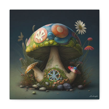 Beautiful Three Mushroom Colorful Uniquely Detailed 2 Canvas Gallery Wraps