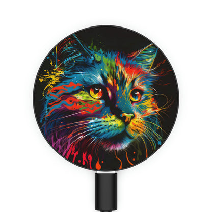 Bold And Beautiful Tie Dye Sassy Furry Cat 2 Magnetic Induction Charger