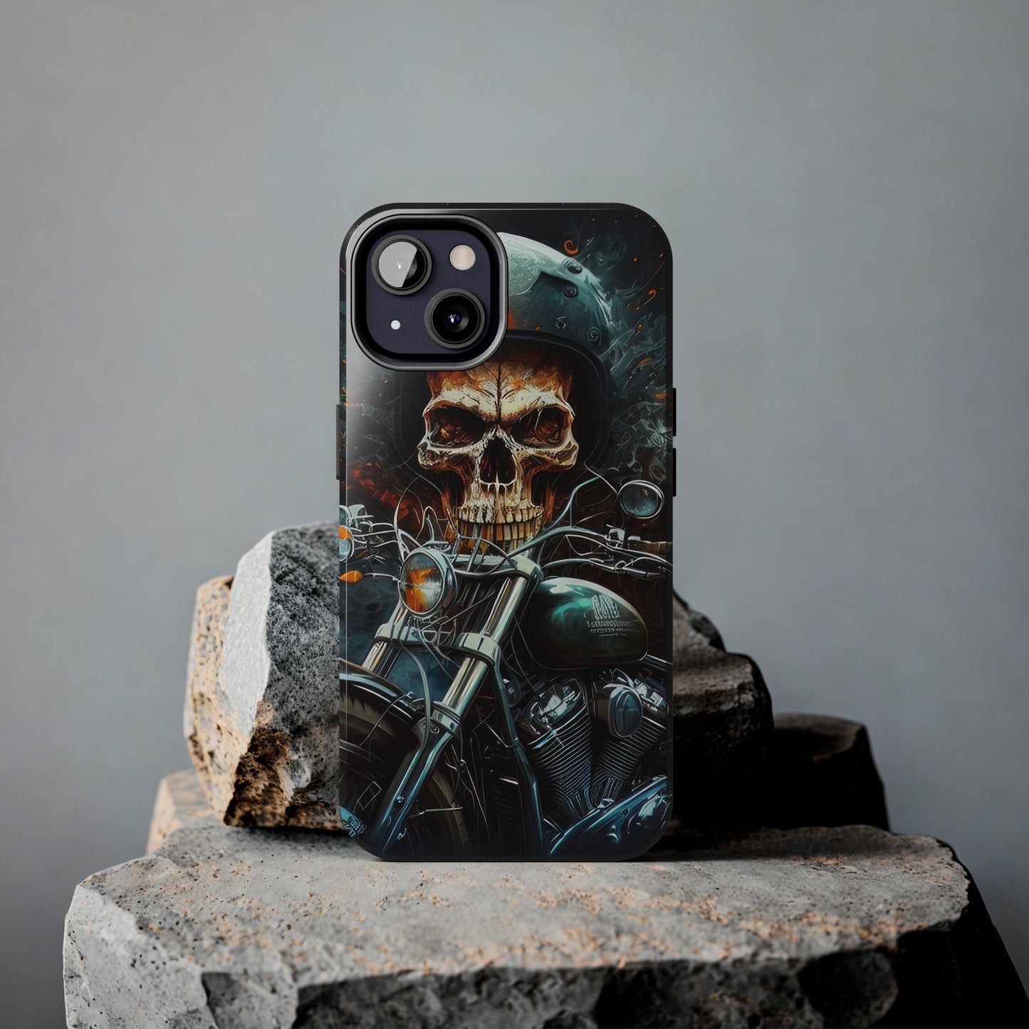 Skull Motorcycle Rider, Ready to Tear Up Road On Beautiful Bike 9 Tough Phone Cases