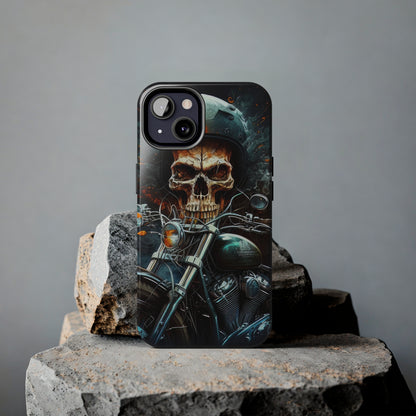 Skull Motorcycle Rider, Ready to Tear Up Road On Beautiful Bike 9 Tough Phone Cases