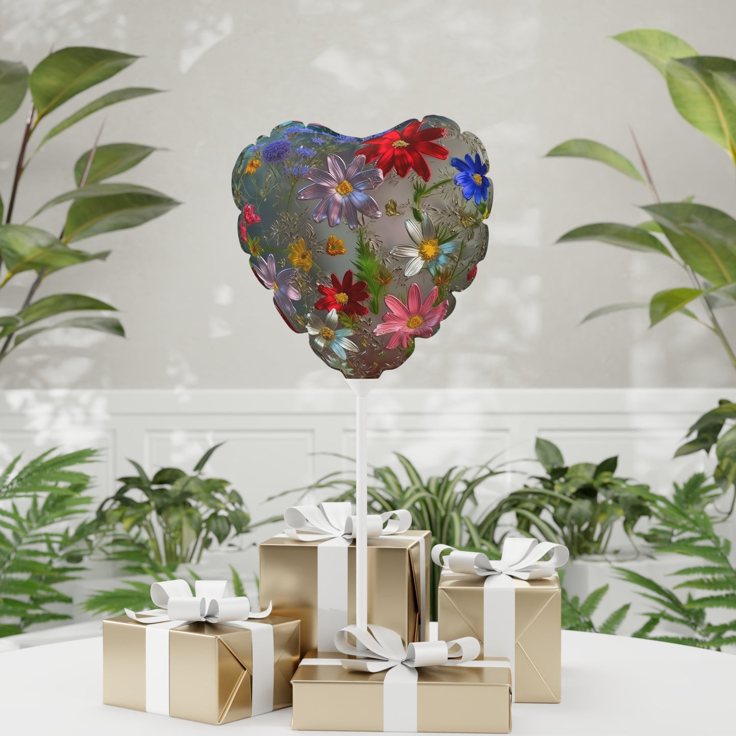 Bold & Beautiful & Metallic Wildflowers, Gorgeous floral Design, Style 6 Balloon (Round and Heart-shaped), 11"