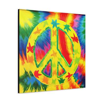 Coolio Tie Dye Hippie Peace Sign And Stars 8 Canvas Gallery Wraps