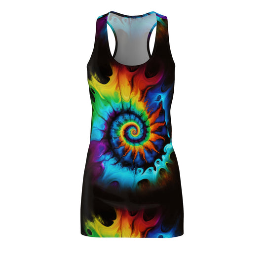 Bold And Beautiful Tie Dye Style Four B Women's Cut & Sew Racerback Dress (AOP)